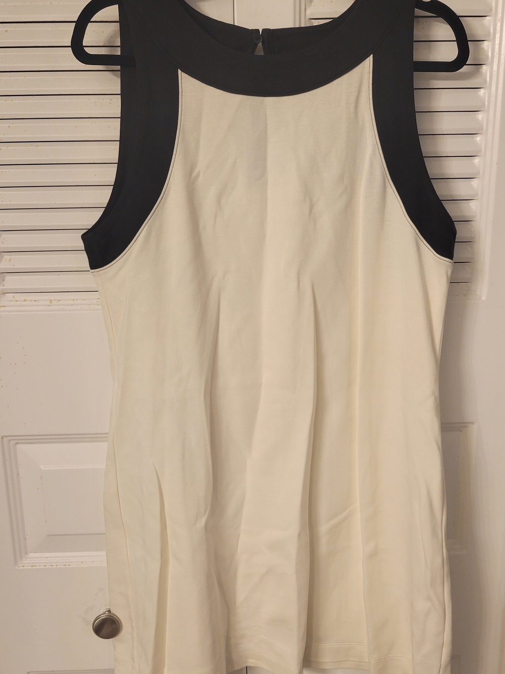 Sleeveless Cream and Black Midi Dress